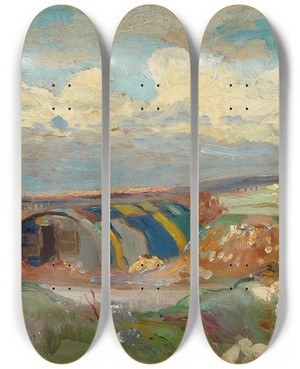 Triptych art skateboard deck of Maurice Galbraith Cullen At The Front by Maurice Galbraith Cullen (1866-1934)