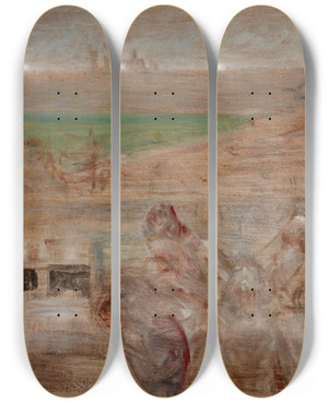 Triptych art skateboard deck of Jacek Malczewski Sketch To The Poisoned Well by Jacek Malczewski (1854-1929)