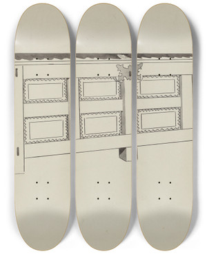 Triptych art skateboard deck of J Henry Marley Chest by J Henry Marley