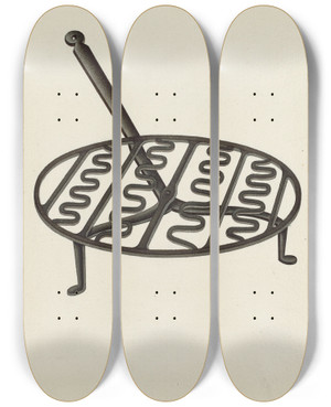 Triptych art skateboard deck of Lon Cronk Trivet by Lon Cronk