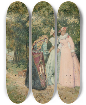 Triptych art skateboard deck of Jean Franois Raffalli La Bonne Aventure by Jean Francois Raffaelli (1850-1924)