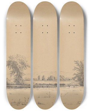 Triptych art skateboard deck of James Renwick Brevoort Farmington Connecticut by James Renwick Brevoort (1832-1918)