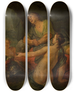 Triptych art skateboard deck of Christian Bernhard Rode Mythological Scene by Christian Bernhard Rode (1725-1797)