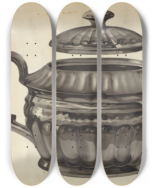 Triptych art skateboard deck of Samuel O Klein Teapot_1 by Samuel O Klein