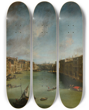 Triptych art skateboard deck of Canaletto Grand Canal From Palazzo Balbi Towards The Rialto by Canaletto (1697-1768)
