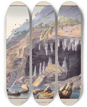 Triptych art skateboard deck of Charles Hamilton Smith Grollo Of St Anthony Under Cape San Antonio by Charles Hamilton Smith (1776-1859)