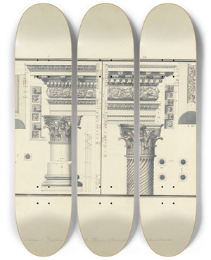 Triptych art skateboard deck of Giovanni Battista Borra Two Corinthian Pillars Found Near The Ionic Temple At Aphrodisias Now Geyve by Giovanni Battista Borra (1713-1770)