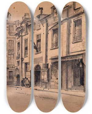 Triptych art skateboard deck of Augustesbastien Bnard Ancien Htel Du Chevalier Du Guet Mairie Du 4Me Arrondissement Rue Jean Lantier by Auguste-Sbastien Bnard (1810-1873)