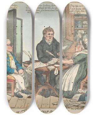 Triptych art skateboard deck of Charles Williams Close Shaveing Or The Will Our Own Way_2 by Charles Williams