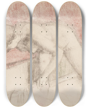 Triptych art skateboard deck of Edgar Degas Thebath by Edgar Degas (1834-1917)