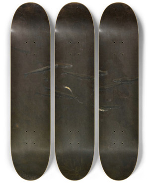 Triptych art skateboard deck of Gerrit Willem Dijsselhof Fish In An Aquarium by Gerrit Willem Dijsselhof (1866-1924)
