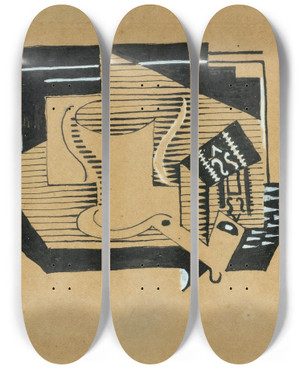 Triptych art skateboard deck of Juan Gris Nature Morte Au Compotier by Juan Gris (1887-1927)