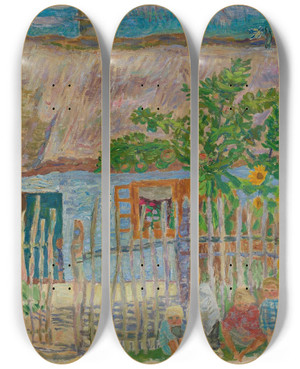Triptych art skateboard deck of Zygmunt Waliszewski Cottage by Zygmunt Waliszewski (1897-1936)