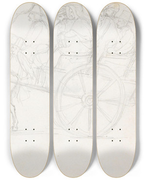 Triptych art skateboard deck of Adolph Tidemand Hest Og Vogn Med Passasjerer by Adolph Tidemand (1814-1876) Triptych art skateboard deck of Adolph Tidemand Hest Og Vogn Med Passasjerer by Adolph Tidemand (1814-1876)