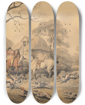 Triptych art skateboard deck of Samuel Howitt Foxhunting The Death by Samuel Howitt (1756-1822) Triptych art skateboard deck of Samuel Howitt Foxhunting The Death by Samuel Howitt (1756-1822)