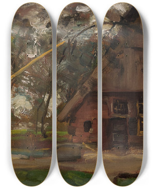 Triptych art skateboard deck of Piet Mondrian Boerderijgevel by Piet Mondrian (1872-1944)