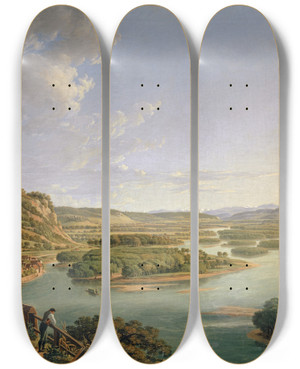 Triptych art skateboard deck of Peter Birmann View From The Isteinerklotz Up The Rhine Toward Basel by Peter Birmann (1758-1844)