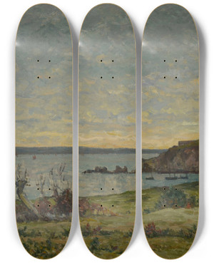 Triptych art skateboard deck of Maxime Maufra La Pointe De Cador Morgat by Maxime Maufra (1861-1918)