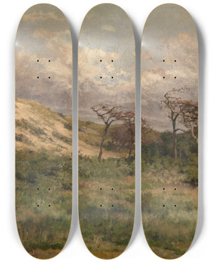 Triptych art skateboard deck of Thodore Baron In The Dunes by Theodore Baron