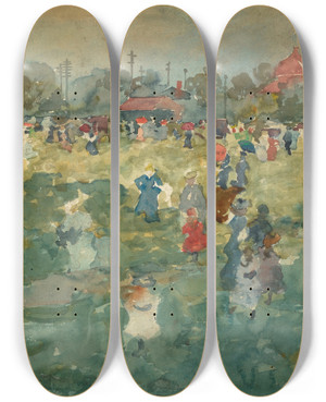 Triptych art skateboard deck of Maurice Brazil Prendergast Franklin Park Boston by Maurice Brazil Prendergast Triptych art skateboard deck of Maurice Brazil Prendergast Franklin Park Boston by Maurice Brazil Prendergast