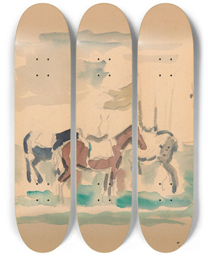 Triptych art skateboard deck of Ivan Ivanec Szkic Sceny Historycznej by Ivan Ivanec (1893-1946)