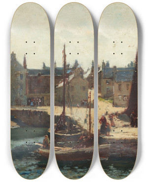 Triptych art skateboard deck of Robert Allan Portsoy Scotland by Robert Allan