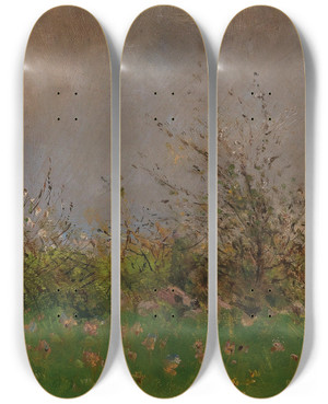 Triptych art skateboard deck of Ladislav Mednynszky A Flower Meadow by Ladislav Mednyanszky (1852-1919) Triptych art skateboard deck of Ladislav Mednynszky A Flower Meadow by Ladislav Mednyanszky (1852-1919)