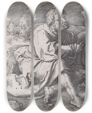 Triptych art skateboard deck of Lucas Van Leyden Saints Peter And Paul Seated In A Landscape by Lucas Van Leyden (1494-1533)