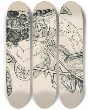 Triptych art skateboard deck of Max Beckmann Bunch Of Grapes by Max Beckmann (1884-1950)