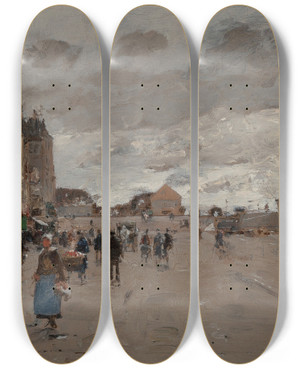 Triptych art skateboard deck of Luigi Loir Place De La Concorde Paris by Loir Luigi (1845-1916)