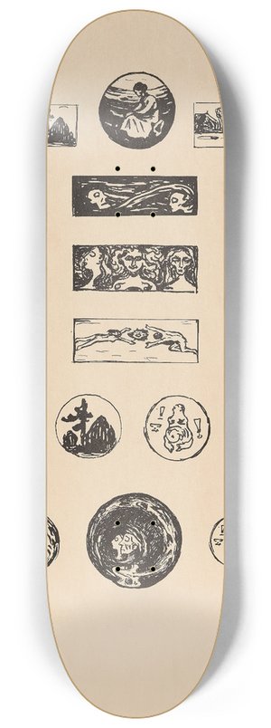 Edvard Munch - Vignetten 8.25 inch art skate deck Edvard Munch - Vignetten 8.25 inch art skate deck