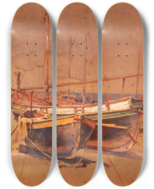 Triptych art skateboard deck of William Henry Holmes Capri by William Henry Holmes (1846-1933)