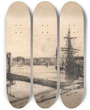 Triptych art skateboard deck of Edward Millington Synge Littlehampton by Edward Millington Synge
