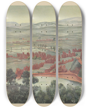 Triptych art skateboard deck of Alexandre Jacovleff Dessins Et Peintures Dafrique Pl 45 by Alexandre Jacovleff (1887-1938)
