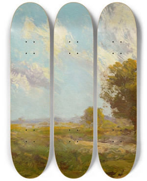 Triptych art skateboard deck of Julian Onderdonk Late Afternoon by Julian Onderdonk (1882-1922)
