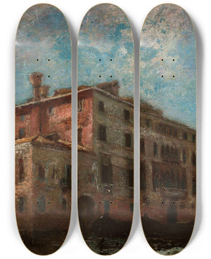 Triptych art skateboard deck of Aleksander Gierymski Motif From Venice by Aleksander Gierymski (1850-1901)