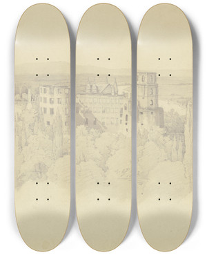 Triptych art skateboard deck of Christian Heerdt Heidelberg Castle by Christian Heerdt (1812-1878)