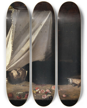Triptych art skateboard deck of Gustaf Cederstrm Epilogue by Gustaf Cederstrom (1845-1933)