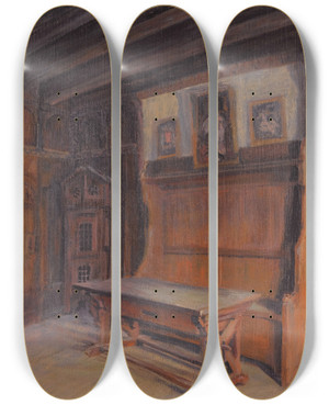 Triptych art skateboard deck of Christian Winter Room In A Castle by Christian Winter (19-)