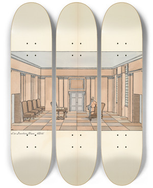 Triptych art skateboard deck of Ernst Stern Saal In Jourdains Haus I Bild by Ernst Stern (1876-1954)