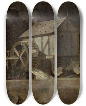 Triptych art skateboard deck of Jan Stanislawski Mill At The River On A Moonlit Night by Jan Stanislawski (1860-1907) Triptych art skateboard deck of Jan Stanislawski Mill At The River On A Moonlit Night by Jan Stanislawski (1860-1907)