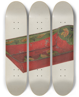 Triptych art skateboard deck of Mildred Ford Toleware Bread Tray_4 by Mildred Ford (20-)