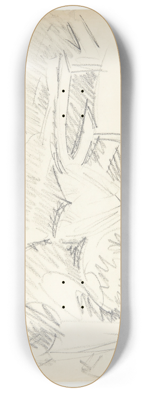 Edvard Weie - Landskab fra en have med en halvrund havebnk 8.25 inch art skate deck