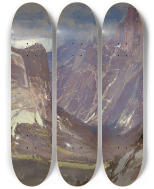 Triptych art skateboard deck of Samuel Colman Half Dome And Royal Arches Yosemite From Glacier Point by Samuel Colman (1832-1920)