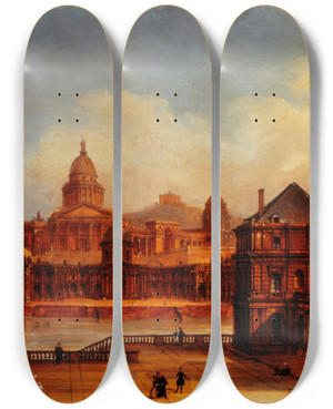 Triptych art skateboard deck of Domenico Ferri Vue Composite Des Monuments Parisiens_2 by Domenico Ferri (1797-1869)