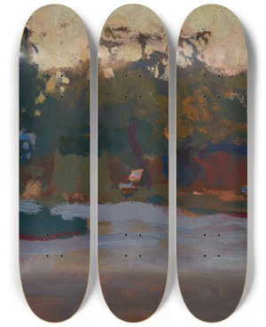 Triptych art skateboard deck of Jan Stanislawski Landscape Sketch by Jan Stanislawski (1860-1907)