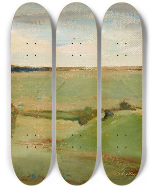 Triptych art skateboard deck of Jan Cigliski Northern Studies By A River by Jan Ciaglinski (1858-1913)