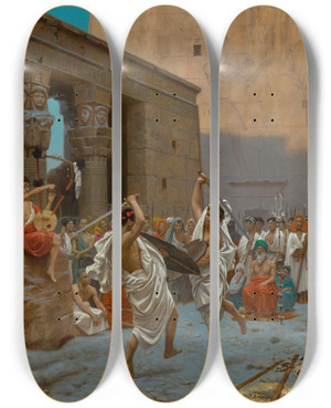 Triptych art skateboard deck of Jeanlon Grme La Danse Pyrrhique by Jean-Lon Grme (1824-1904)