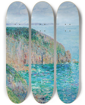 Triptych art skateboard deck of Gustave Loiseau Falaises by Gustave Loiseau (1865-1935)