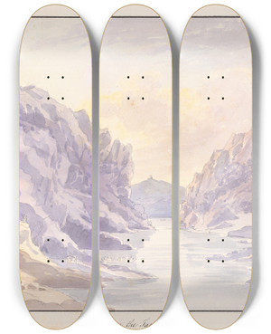 Triptych art skateboard deck of Charles Hamilton Smith Views On The Tagus by Charles Hamilton Smith (1776-1859)
